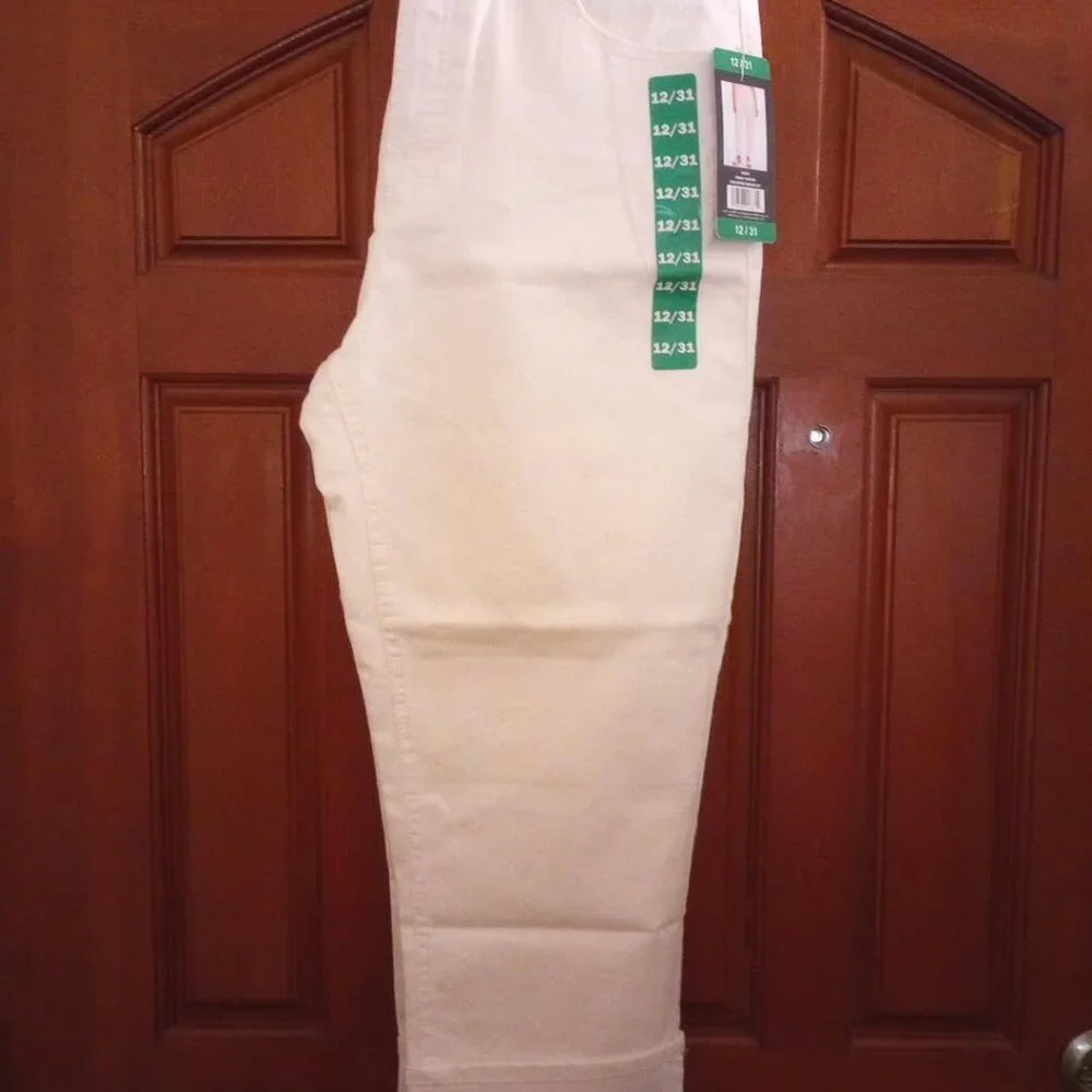 Frye Women's Size 12/31 Ivory High-Rise Cuffed Uncuffed Denim Crop Jeans NWT - Picture 2 of 4